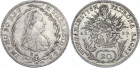 Hungary 20 Krajczar 1775 SKPD B
KM# 390; Silver; Maria Theresia; XF