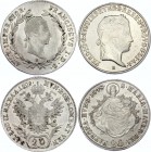 Austria-Hungary 20 Kreuzer / Krajczar 1829 & 1848 B
Silver