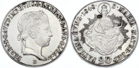 Hungary 20 Krajczar 1848 B
KM# 422; Silver; Ferdinand I