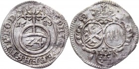 German States Bamberg 1/24 Thaler 1683 AL
KM# 71; Krug# 289; Silver 1.50g.; XF