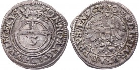 German States Brandenburg-Ansbach 3 Kreuzer 1624 IR
KM# 27; Silver 1.67g.; Joachim Ernst; VF