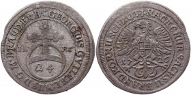 German States Brandenburg-Bayreuth 1/24 Thaler 1726 ILRT
Slg. Wilm. -; Schön -; Silver 1.62g.; Georg Wilhelm; VF-XF