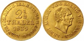 German States Braunschweig-Luneburg-Calenberg-Hannover 2-1/2 Thaler 1839 
Divo/s#110; Fb# 1174; Schl# 395; Welter# 3129; Gold 3,30g.; Ernst August 18...