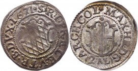 German States Cologne 2 Albus 1671 
KM# 44; Silver 1.81g.; Maximilian Heinrich; VF