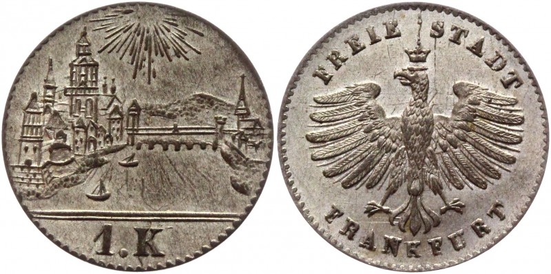 German States Frankfurt 1 Kreuzer 1839 
KM# 317; AKS# 26; J# 14; Silver 0.79g.;...