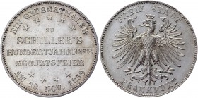 German States Frankfurt 1 Thaler 1859 
KM# 359; Silver 18,48g.; Schiller Centennial; AUNC