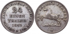 German States Hannover 1/24 Thaler 1845 B
KM# 203; AKS# 118; J# 77; Silver 1.75g.; Ernst August; XF