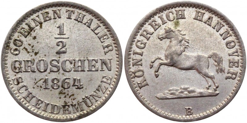 German States Hannover 1/2 Groschen 1864 B
KM# 235; AKS# 151; J# 92; Silver 1.0...
