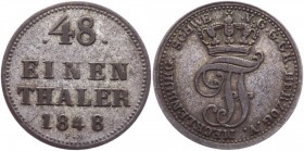 German States Mecklenburg-Schwerin 1/48 Thaler 1848 
KM# 301; AKS# 43; J# 52; Silver 1.26g.; Friedrich Franz II; XF