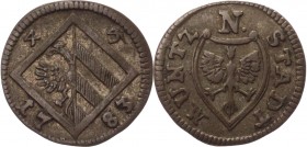 German States Nurnberg 4 Pfennig 1783 
KM# 340; C# 13; Billon 0.73g.; VF-XF