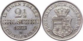 German States Oldenburg 2-1/2 Groschen 1858 B
KM# 195; Silver 3.01g.; Nicolaus Friedrich Peter; AUNC