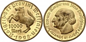 Germany - Weimar Republic Westphalia 10000 Mark 1923 
J# N20a; UNC with Mint Luster