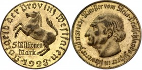 Germany - Weimar Republic Westphalia 5 Millionen Mark 1923 
J# N22; XF