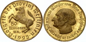 Germany - Weimar Republic Westphalia 50 Millionen Mark 1923 
J# N23a; UNC