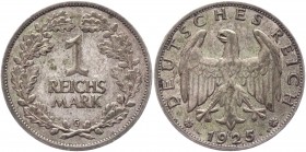 Germany - Weimar Republic 1 Reichsmark 1925 G 
KM# 44; Silver 5,03g.; XF