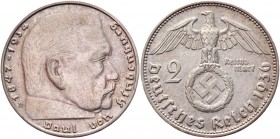 Germany - Third Reich 2 Reichsmark 1936 D 
KM# 93; Silver 7,95g.; Swastika-Hindenburg; AUNC