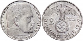 Germany - Third Reich 2 Reichsmark 1939 J
KM# 93; Silver 7,98g.; AUNC