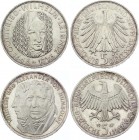 Germany - FRG 2 x 5 Mark 1966 
KM# 119.1, 120.1; Silver