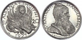 Albania 20 Franga Ari 1927 Platinum Prova
Pagani (Prova) -; Schl. cf. 19; Fr. cf. 6.; Platin; Zogu I; Wiena mint; UNC