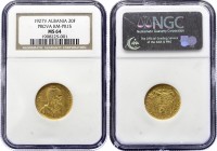 Albania 20 Franga Ari 1927 V Gold Prova NGC MS64
KM# PR-15; Gold; Zogu I; UNC