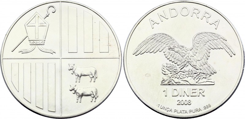 Andorra 1 Diner 2008 
KM# 268; Silver; Andorra Eagle