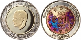 Belgium 20 Ecu 1990 
KM# 177; Bi-Metallic 10.50g (900) Gold center, (833) Silver ring, 29 mm.; 60th Birthday of King Baudouin; Proof