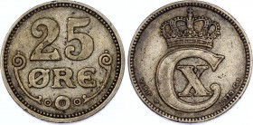 Denmark 25 Ore 1914 VBP GJ Very Rare!
KM# 815.1; Silver; Christian X; VF+/XF-