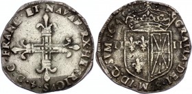 France Navarre 1/4 Ecu 1604 
Dy# 1238; Silver; Saint Palais; Henri IV; VF