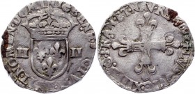 France 1/4 Ecu 1612 
KM# 47.16; Silver 9,58g.; Louis XIII; VF-XF