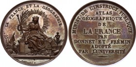 France Medal "La France et la Geographie" 19th Century 
Bronze 35.59g 41mm; By Montagny F.