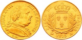 France 20 Francs 1815 A
KM# 706; Gold (.900) 6.45g 21mm