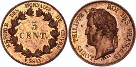 France 5 Centimes 1840 Essai Barre
Maz# 1145; Bronze; Proof