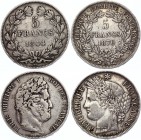 France 2 x 5 Francs 1844 & 1870 A
Silver