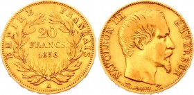 France 20 Francs 1856 A
KM# 781; Gold (.900) 6.45g 21mm