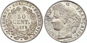 France 50 Centimes 1872 A
KM# 834; Silver; aUNC