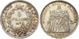France 5 Francs 1873 A
KM# 820; Silver; UNC with Amazing Toning!