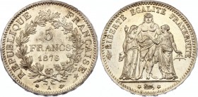 France 5 Francs 1876 A
KM# 820; Silver; UNC with Amazing Toning!