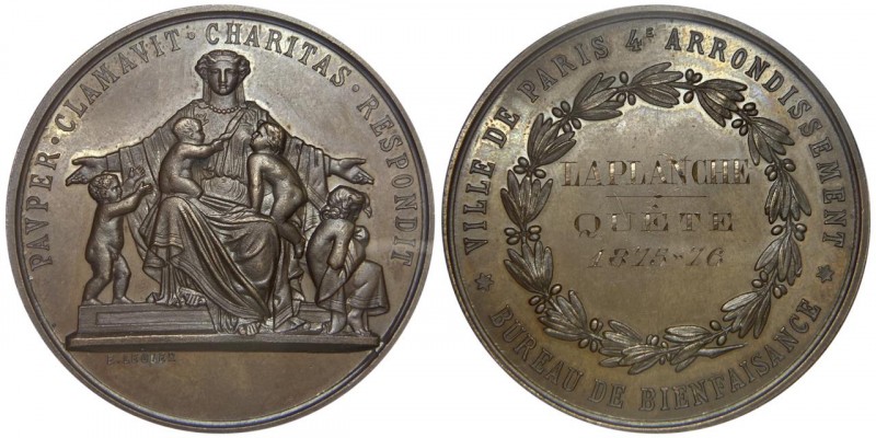France Bronze Medal of the City of Paris - Charity Office 1876 
Bronze 42 mm; T...