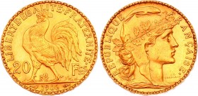 France 20 Francs 1906 
KM# 847; Gold (.900) 6.39g 21mm