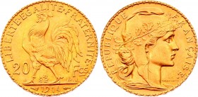 France 20 Francs 1914 
KM# 857; Gold (.900) 6.45g 21mm; Marianne Rooster