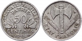 France 50 Centimes 1944 B
KM# 894.2a; Aluminium 0,69g.; XF+