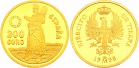 Spain 200 Euro 1998 
Gold (.900) 34.11g 40mm; Julian Carlos I, Ejercito de Tierra