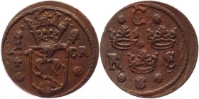 Sweden 1/4 Ore 1635 
KM# 152.2; Copper 10,02g.; AUNC
