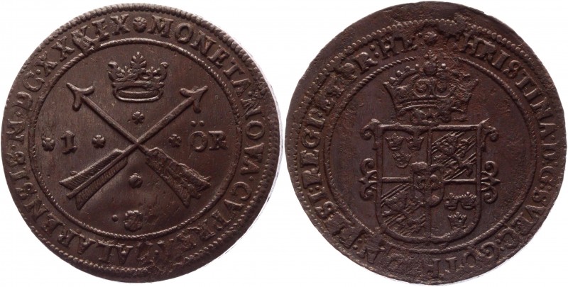 Sweden 1 Ore 1639 
KM# 161; Copper 51,4g.; AUNC