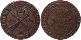 Sweden 1 Ore 1639 Sater
KM# 161; Copper 41,69g.; XF-AUNC