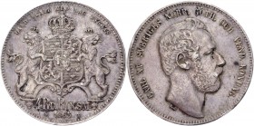Sweden 4 Riksdaler 1865 
KM# 711; Silver 33,9g.; XF