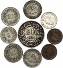 Switzerland Lot of 9 Coins 1911 - 1932
With Silver; Various Dates & Denominations