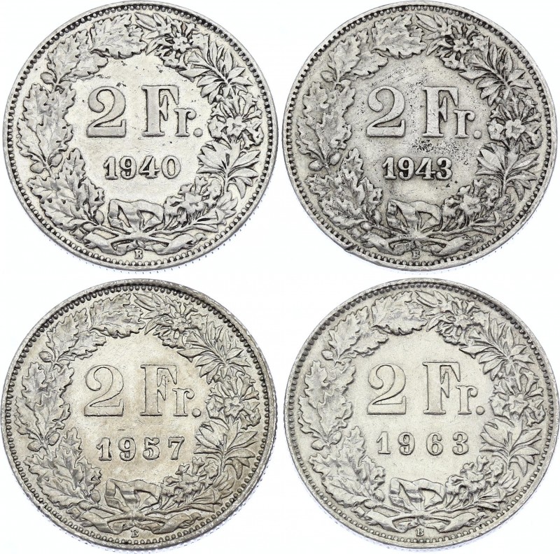 Switzerland 4 x 2 Francs 1940 - 1963
KM# 21; Silver; VF - XF