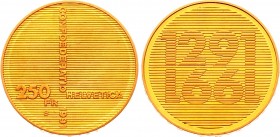 Switzerland 250 Francs 1991 
KM# 71; Gold (.900) 8g 22.85mm; 700 Years of Confederation; UNC
