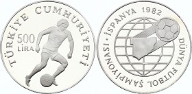 Turkey 500 Lira 1982 
KM# 952; Silver Proof; World Football Championship 1982